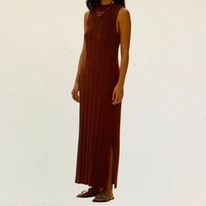 Wayf Sleeveless Rust Maxi Dress